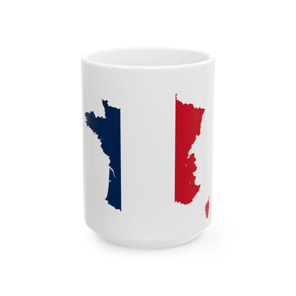 Flag map of France (France) White Coffee Mug-15oz-Go Mug Yourself