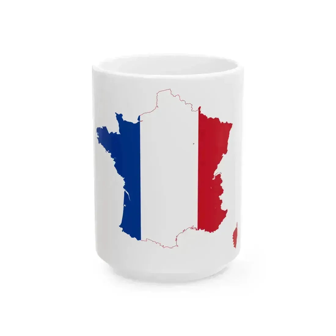 Flag-map of France (France) White Coffee Mug 15oz - Go Mug Yourself