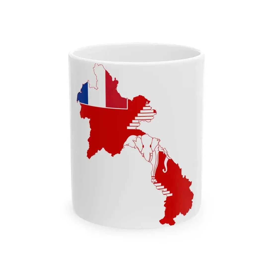 Flag-map of French Laos (Laos) White Coffee Mug 11oz - Go Mug Yourself
