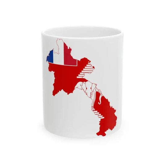 Flag-map of French Laos (Laos) White Coffee Mug 11oz - Go Mug Yourself