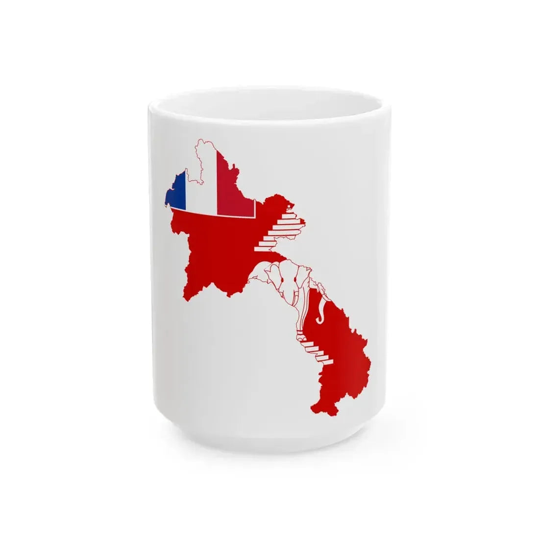 Flag-map of French Laos (Laos) White Coffee Mug 15oz - Go Mug Yourself