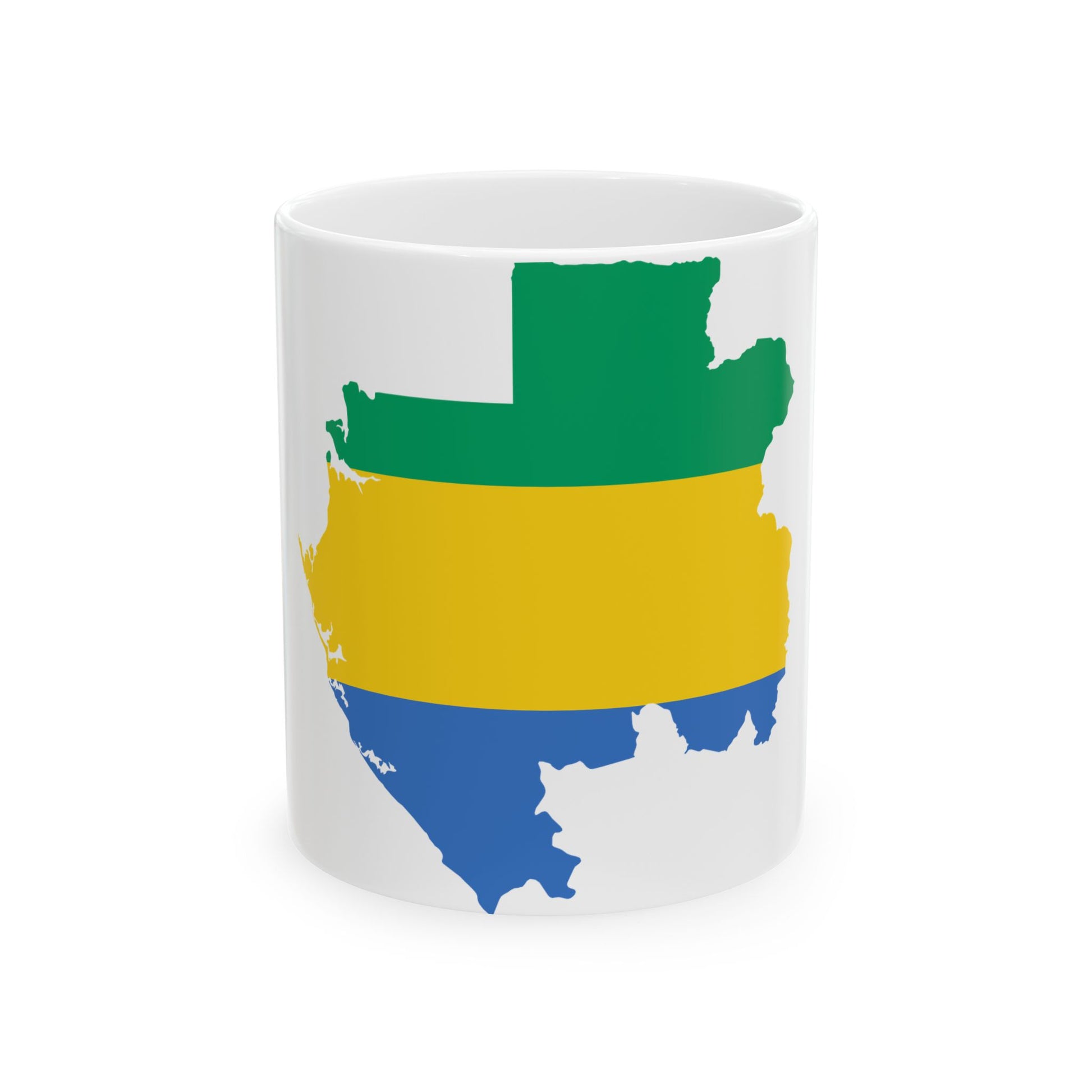 Flag map of Gabon (Gabon) White Coffee Mug-11oz-Go Mug Yourself
