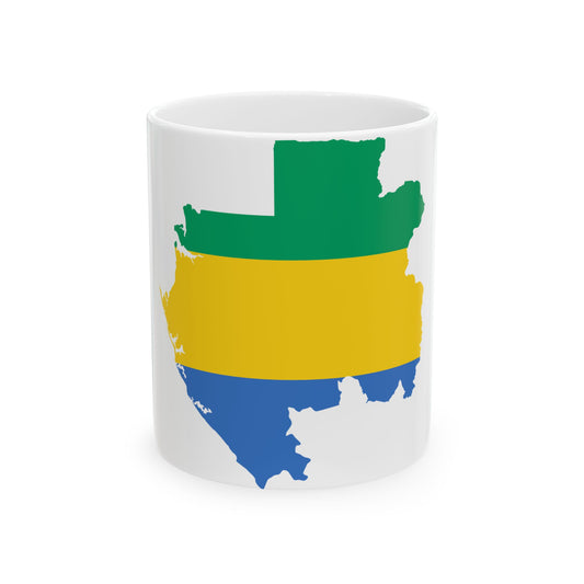 Flag map of Gabon (Gabon) White Coffee Mug-11oz-Go Mug Yourself