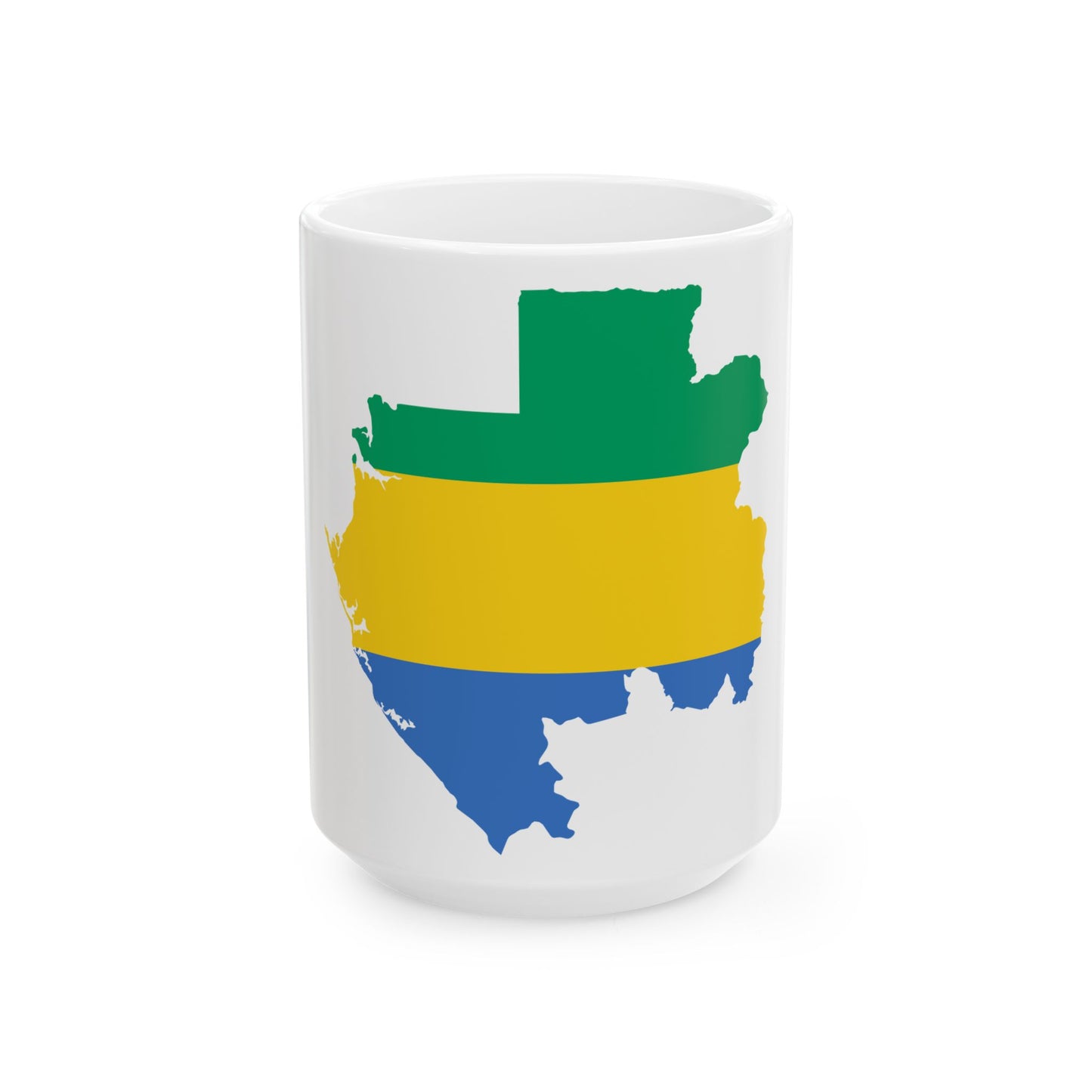 Flag map of Gabon (Gabon) White Coffee Mug-15oz-Go Mug Yourself