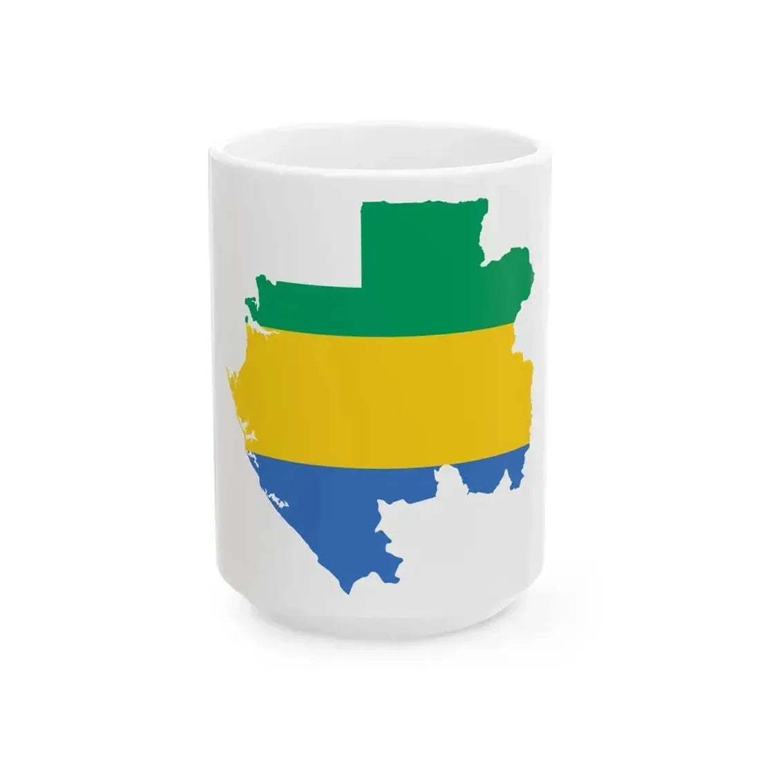 Flag map of Gabon (Gabon) White Coffee Mug 15oz - Go Mug Yourself