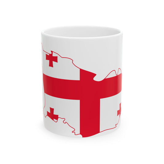 Flag-map of Georgia (Georgia) White Coffee Mug-11oz-Go Mug Yourself