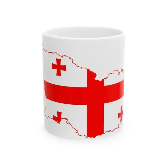Flag map of Georgia (Georgia) White Coffee Mug 11oz - Go Mug Yourself