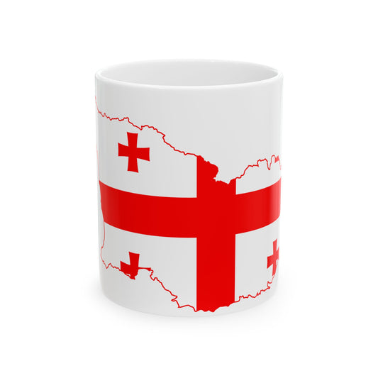 Flag map of Georgia (Georgia) White Coffee Mug-11oz-Go Mug Yourself