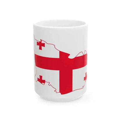 Flag-map of Georgia (Georgia) White Coffee Mug 15oz - Go Mug Yourself