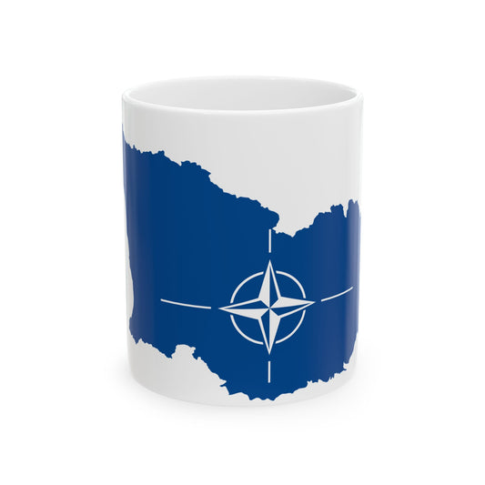 Flag map of Georgia NATO (Georgia) White Coffee Mug-11oz-Go Mug Yourself