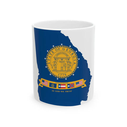Flag-map of Georgia U.S. state 2001-2003 (United States) White Coffee Mug-11oz-Go Mug Yourself