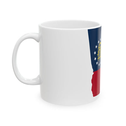 Flag-map of Georgia U.S. state (United States) White Coffee Mug-Go Mug Yourself