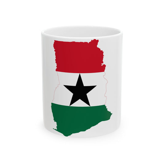 Flag map of Ghana 1964-1966 (Ghana) White Coffee Mug-11oz-Go Mug Yourself