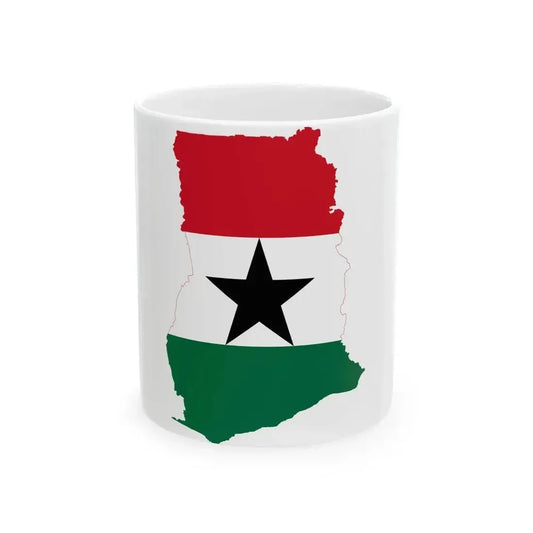 Flag map of Ghana 1964-1966 (Ghana) White Coffee Mug 11oz - Go Mug Yourself
