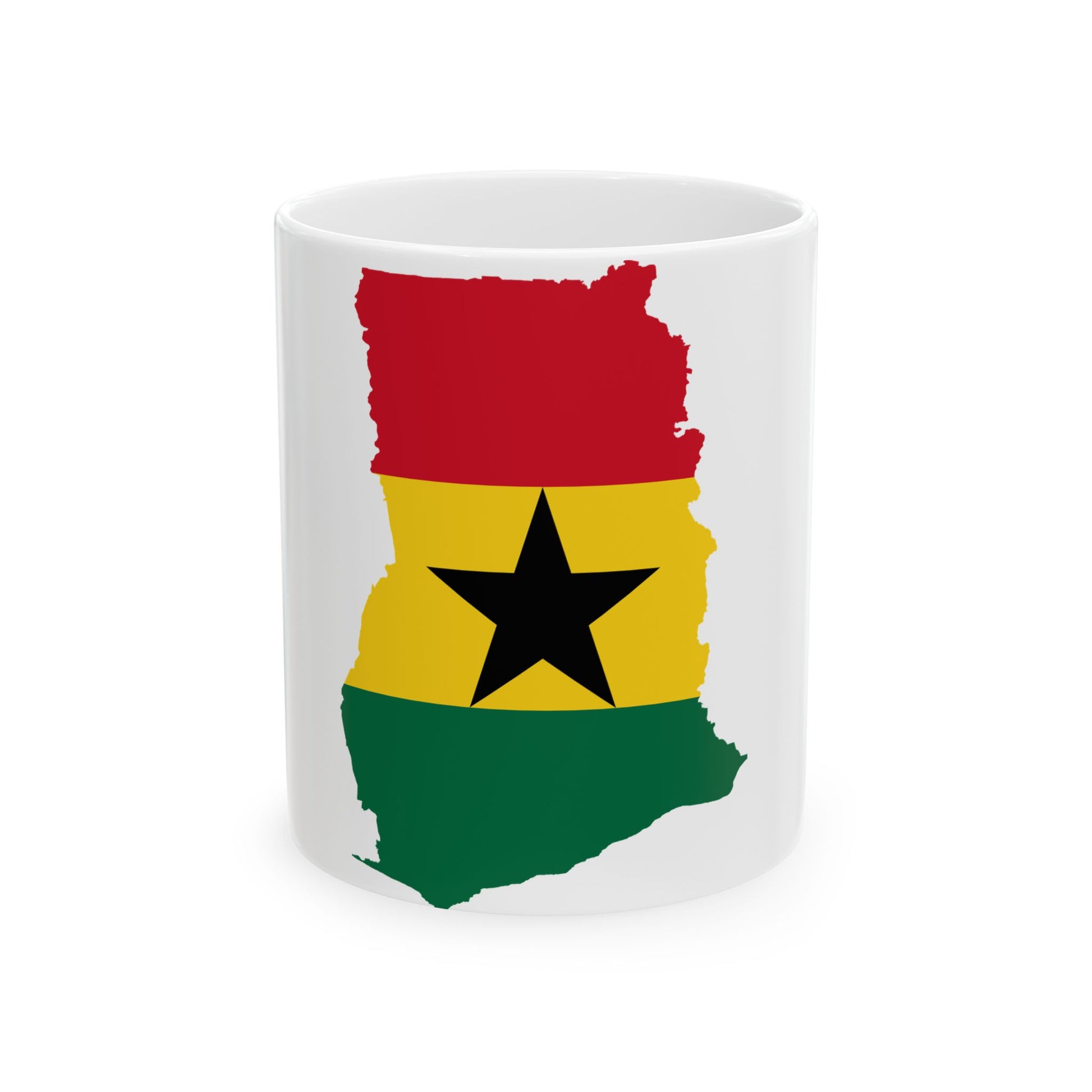 Flag map of Ghana (Ghana) White Coffee Mug-11oz-Go Mug Yourself