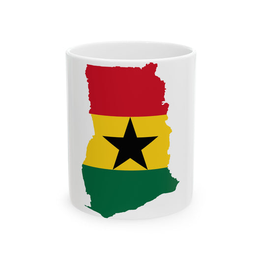 Flag map of Ghana (Ghana) White Coffee Mug-11oz-Go Mug Yourself