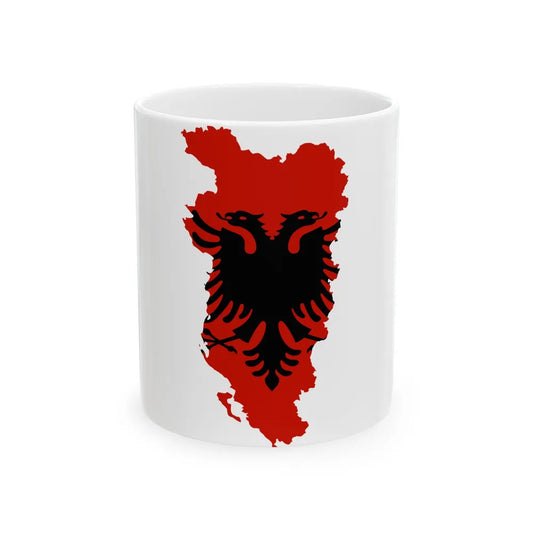 Flag-map of Greater Albania (Albania) White Coffee Mug 11oz - Go Mug Yourself