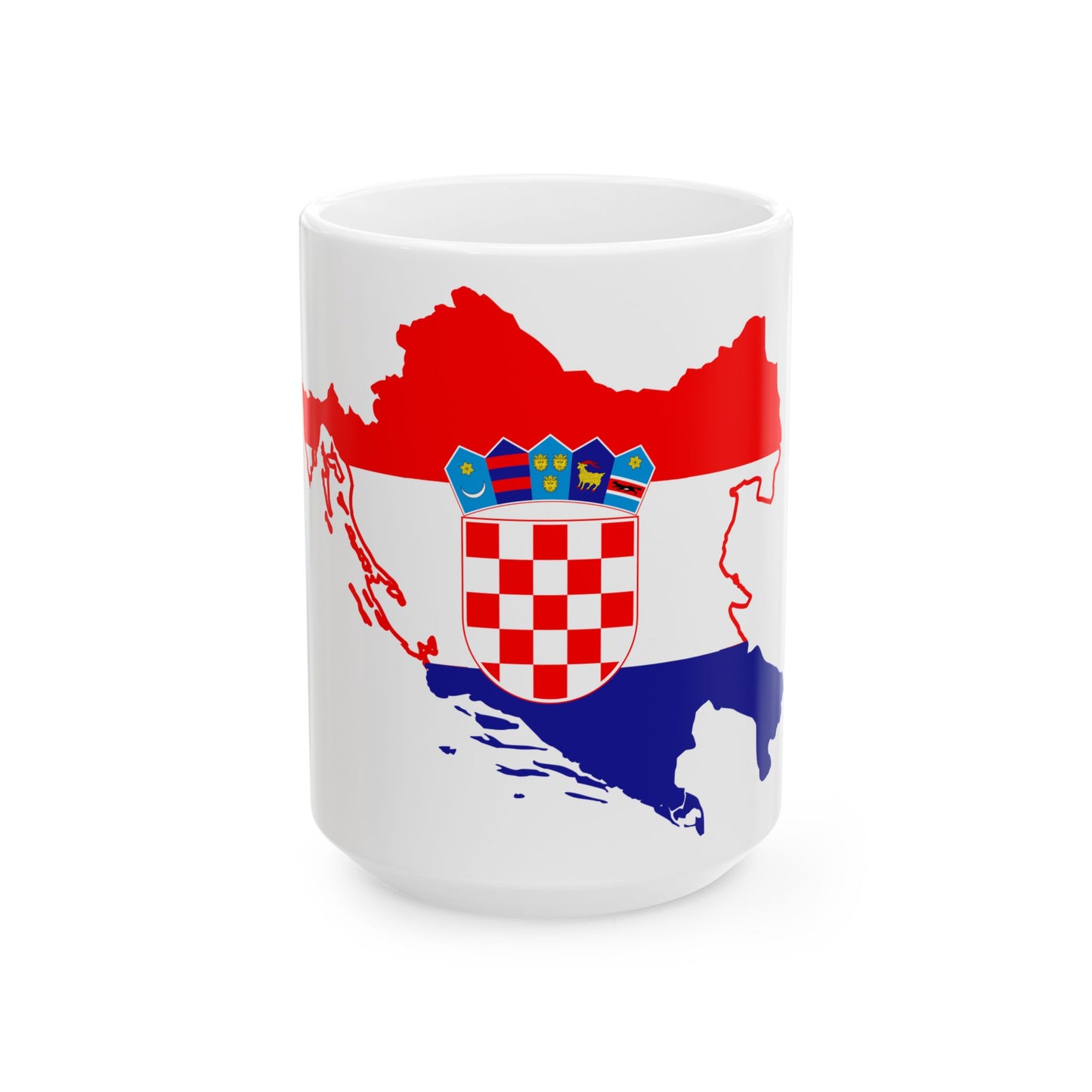 Flag-map of Greater Croatia (Croatia) White Coffee Mug-15oz-Go Mug Yourself