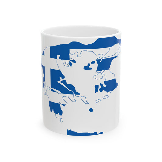 Flag-map of Greater Greece Megali Idea (Greece) White Coffee Mug-11oz-Go Mug Yourself