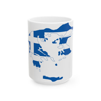 Flag-map of Greater Greece Megali Idea (Greece) White Coffee Mug-15oz-Go Mug Yourself