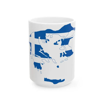 Flag-map of Greater Greece Megali Idea (Greece) White Coffee Mug 15oz - Go Mug Yourself