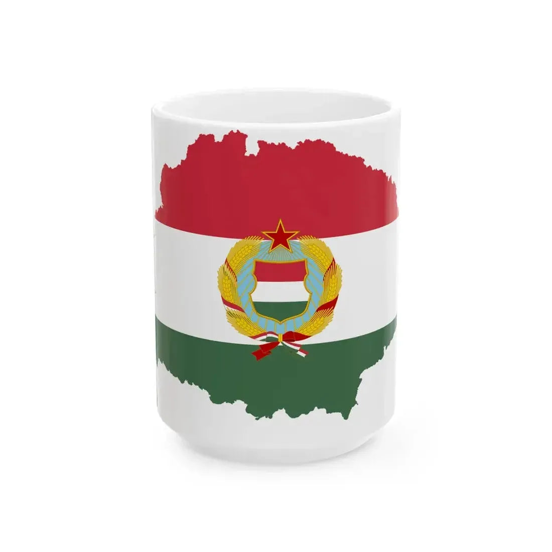 Flag-map of Greater Hungary Kadar coat of arms (Hungary) White Coffee Mug 15oz - Go Mug Yourself