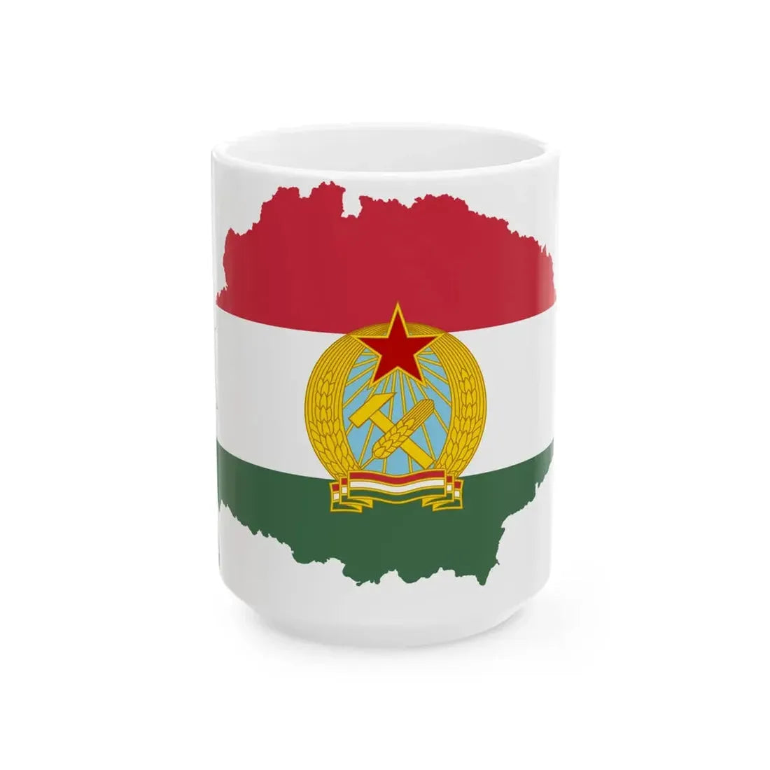 Flag-map of Greater Hungary Rakosi coat of arms (Hungary) White Coffee Mug 15oz - Go Mug Yourself