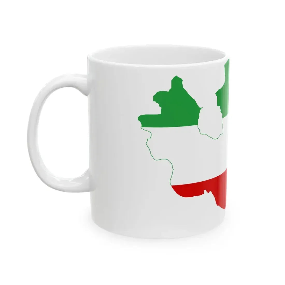 Flag-map of Greater Iran tricolour (Iran) White Coffee Mug - Go Mug Yourself