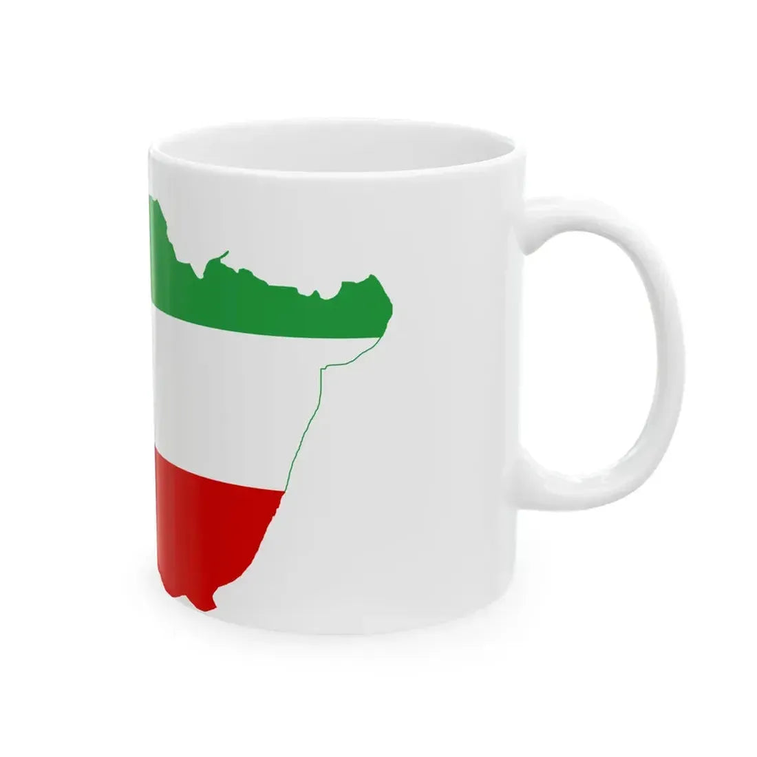 Flag-map of Greater Iran tricolour (Iran) White Coffee Mug - Go Mug Yourself