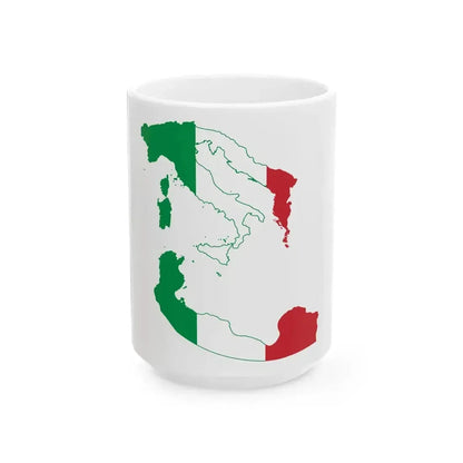 Flag map of Greater Italy (Italy) White Coffee Mug 15oz - Go Mug Yourself