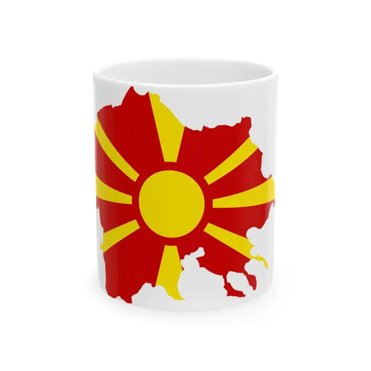 Flag-map of Greater Macedonia (North Macedonia) White Coffee Mug 11oz - Go Mug Yourself