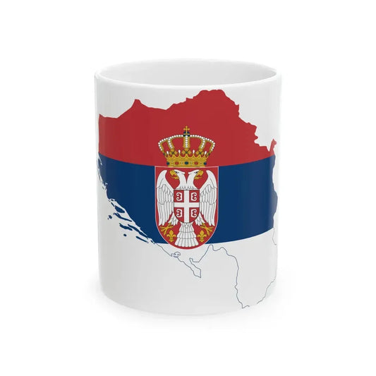 Flag-map of Greater Serbia (Serbia) White Coffee Mug 11oz - Go Mug Yourself