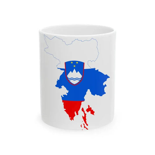 Flag-map of Greater Slovenia (Slovenia) White Coffee Mug 11oz - Go Mug Yourself