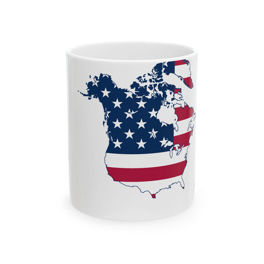 Flag map of Greater Trump United States (Canada) White Coffee Mug-11oz-Go Mug Yourself