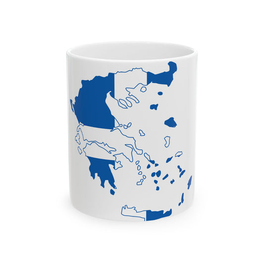 Flag-map of Greece 1822-1978 (Greece) White Coffee Mug-11oz-Go Mug Yourself