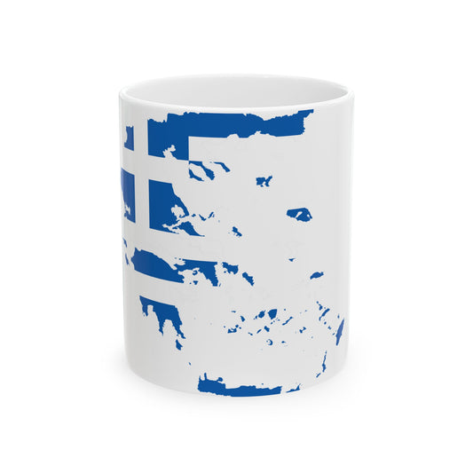 Flag-map of Greece (Greece) White Coffee Mug-11oz-Go Mug Yourself