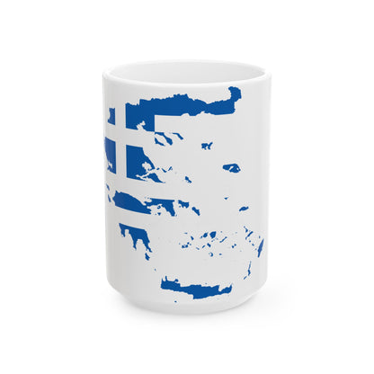 Flag-map of Greece (Greece) White Coffee Mug-15oz-Go Mug Yourself