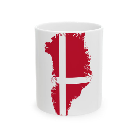 Flag map of Greenland Denmark (Denmark) White Coffee Mug-11oz-Go Mug Yourself