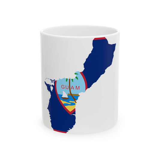 Flag map of Guam (United States) White Coffee Mug-11oz-Go Mug Yourself
