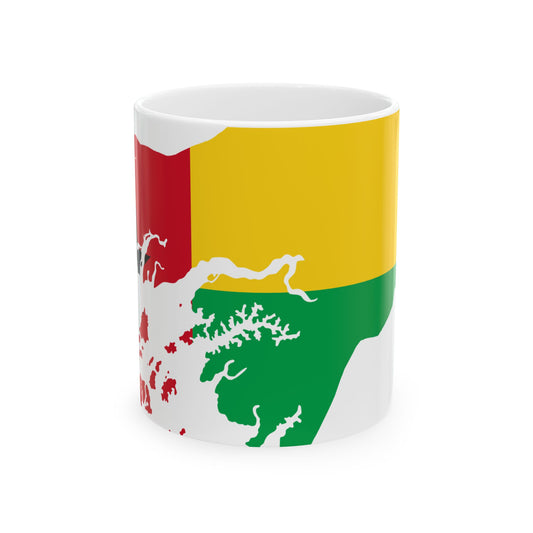Flag map of Guinea-Bissau (Guinea) White Coffee Mug-11oz-Go Mug Yourself