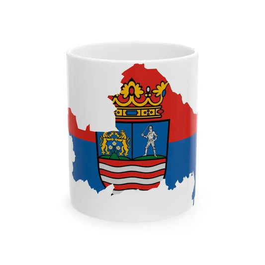 Flag-map of Gyor-Moson-Sopron County (Hungary) White Coffee Mug 11oz - Go Mug Yourself