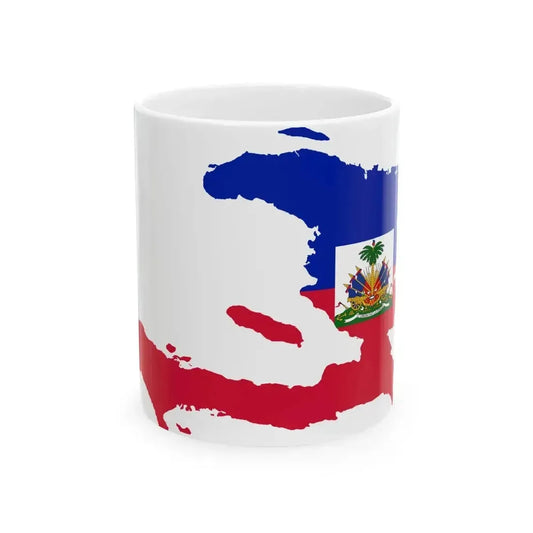 Flag map of Haiti (Haiti) White Coffee Mug 11oz - Go Mug Yourself