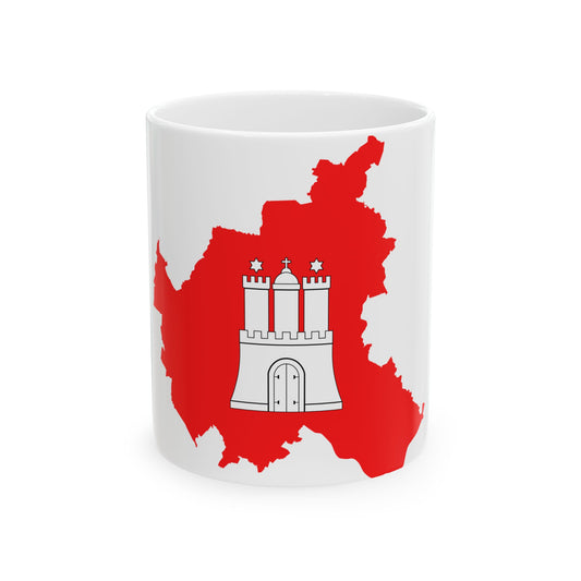 Flag map of Hamburg (Germany) White Coffee Mug-11oz-Go Mug Yourself