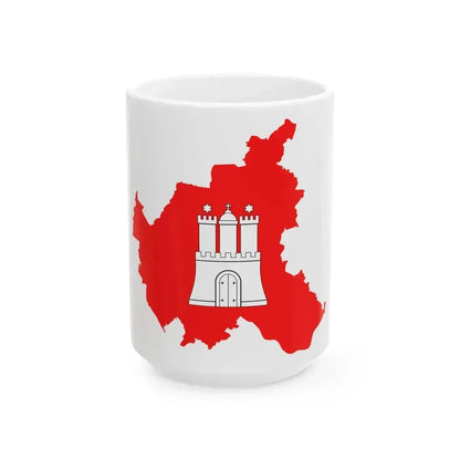 Flag map of Hamburg (Germany) White Coffee Mug 15oz - Go Mug Yourself