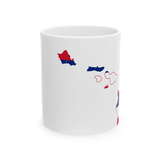 Flag-map of Hawaii (United States) White Coffee Mug-11oz-Go Mug Yourself