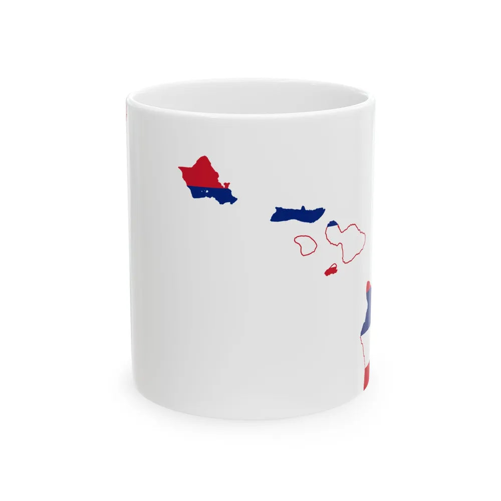 Flag-map of Hawaii (United States) White Coffee Mug 11oz - Go Mug Yourself