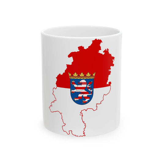 Flag map of Hesse (Germany) White Coffee Mug-11oz-Go Mug Yourself