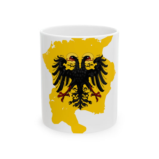 Flag-map of Holy Roman Empire 1600 (Germany) White Coffee Mug-11oz-Go Mug Yourself
