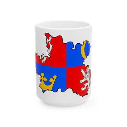 Flag-map of Hradec Kralove Region (Czech Republic) White Coffee Mug-15oz-Go Mug Yourself