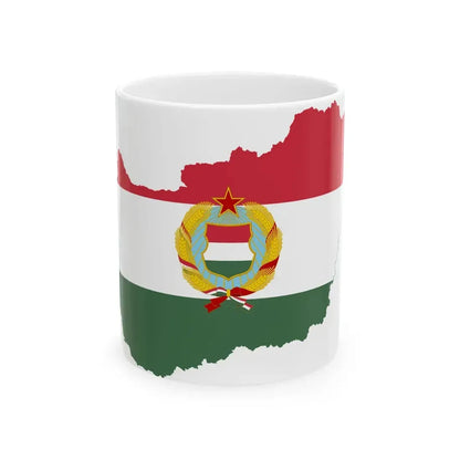 Flag-map of Hungary 1957-1990 government ensign (Hungary) White Coffee Mug 11oz - Go Mug Yourself